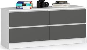 AKORD CLP Modern Komód 4 Fiókos Laminált Fehér-Szürke Matt