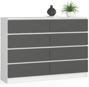 AKORD CLP K140 Modern Komód Laminált Fehér-Szürke 8-Fiókos