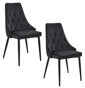AKORD SJ.054 Glamour Bársony Étkezőszék Fekete Steppelt 2xCSJ.054-BL