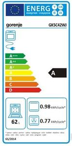 Gorenje GK5C42WJ Kombinált gáztűzhely, 62L, 4 főzőzóna, FrozenBake, A energiaosztály