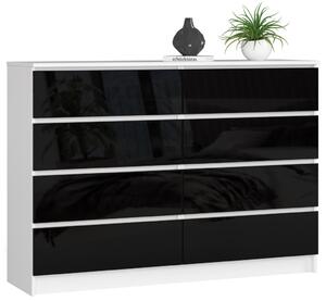 AKORD CLP K140 Modern Komód 8 Fiókos Magasfényű Fekete