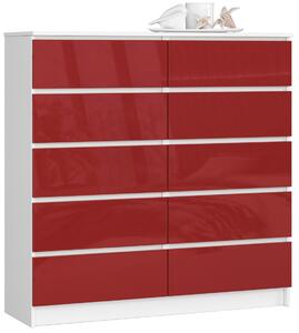 AKORD CLP K120 Komód 10 Fiókos Magasfényű Piros MDF