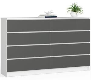 AKORD CLP 160 Komód Laminált Fehér-Szürke 8 Fiókos
