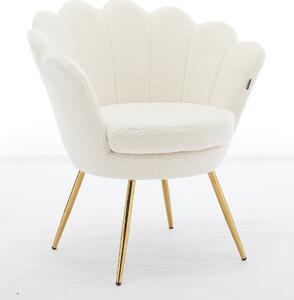 FREY Fehér modern boucle szék arany lábbal