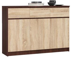 AKORD CLP K140 Komód Wenge/Sonoma Tölgy 3 Ajtós 3 Fiókos