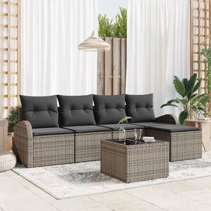 Kerti Kanapé Szett 6 pcs Szürke polirattan