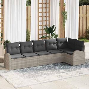 Kerti Kanapé Szett párnával 6 pcs Világosszürke Poli rattan