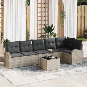 Kerti Kanapé Szett párnával 7 pcs Világosszürke Poli rattan