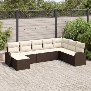 Kerti Kanapé Szett párnával 8 pcs Barna Poli rattan