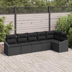 Kanapé Szett párnával 6 pcs Fekete polirattan