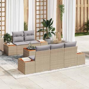Kerti Kanapé Szett párnával 6 pcs Bézs Poli rattan