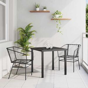 Kert étkező szett 3 pcs Fekete polirattan