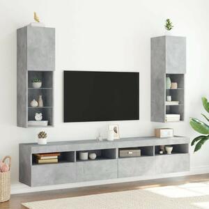 Betonszürke TV-szekrény LED-lámpákkal 30,5 x 30 x 102 cm
