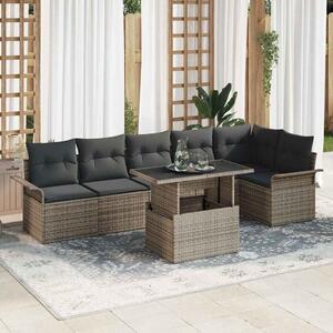 Kerti Kanapé Szett párnával 7 pcs Szürke Poli rattan