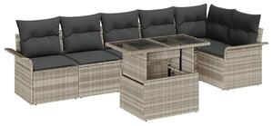 Kerti Kanapé Szett párnával 7 pcs Világosszürke Poli rattan