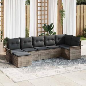 Kerti Kanapé Szett párnával tárolóval 7 pcs Szürke Poli rattan