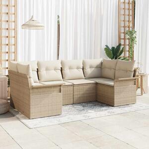 Kerti Kanapé Szett tárolóval 6 pcs Bézs Poli rattan