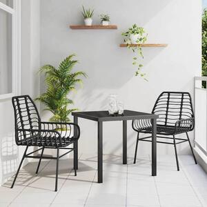 Kert étkező szett 3 pcs Fekete polirattan
