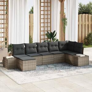 Kerti Kanapé Szett párnával tárolóval 7 pcs Szürke Poli rattan