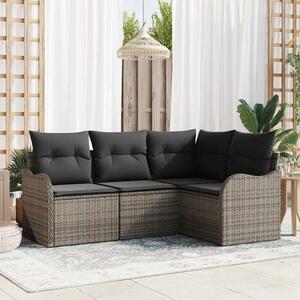 Kerti Kanapé Szett tárolóval 4 pcs Szürke polirattan
