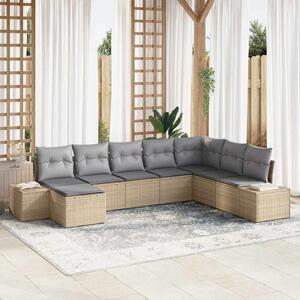 Kerti Kanapé Szett 8 pcs Beige és Világosszürke polirattan