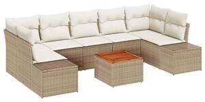 Kerti Kanapé Szett tárolóval 8 pcs Beige és krém polirattan