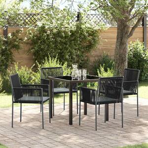 Kert étkező szett 5 pcs Fekete PE Rattan