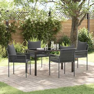 Kert étkező szett 5 pcs Fekete és Szürke PE Rattan