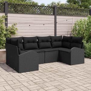 Kerti Kanapé Szett 6 db Fekete [Műanyag]: Poly Rattan