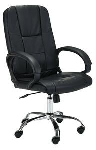 Akord Furniture Factory Ergonomikus Irodai Forgószék, Fekete Műbőr, Állítható Magassággal, Krómozott Acél Alapon