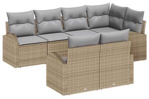 Kerti Kanapé Szett 7 pcs Beige és Világosszürke polirattan