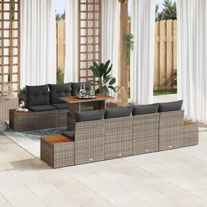 Kerti Kanapé Szett tárolóval 8 pcs Szürke Poli rattan