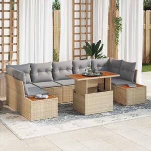Kerti Kanapé Szett tárolóval 8 pcs Bézs Poli rattan