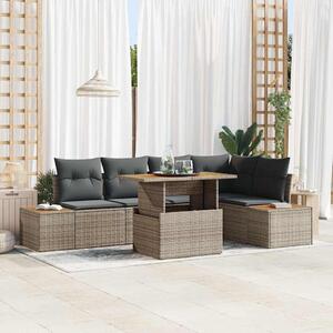 Kerti Kanapé Szett tárolóval 6 pcs Szürke Poli rattan