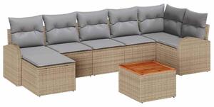 Kerti Kanapé Szett 8 pcs Beige és Világosszürke polirattan