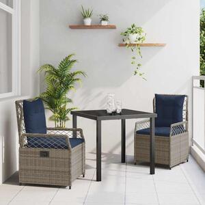 Kert étkező szett 3 pcs Szürke polirattan