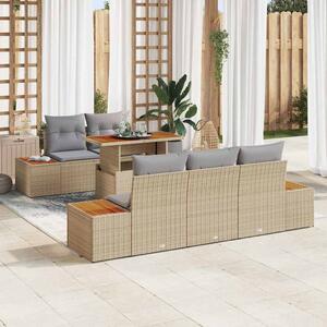Kerti Kanapé Szett tárolóval 6 pcs Bézs Poli rattan