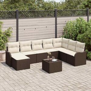 Kerti Kanapé Szett párnával 9 pcs Barna Poli rattan