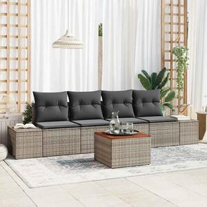 Kerti Kanapé Szett tárolóval 5 pcs Szürke polirattan