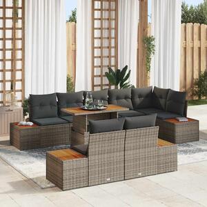 Kerti Kanapé Szett tárolóval 9 pcs Szürke Poli rattan