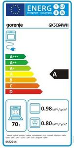 Gorenje GK5C64WH Kombinált tűzhely, 70l, 4 főzőzóna, FrozenBake, A energiaosztály