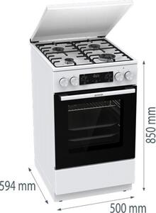 Gorenje GK5C64WH Kombinált tűzhely, 70l, 4 főzőzóna, FrozenBake, A energiaosztály