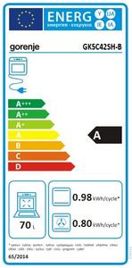 Gorenje GK5C42SH-B Kombinált tűzhely, 70l, 4 főzőzóna, FrozenBake, A energiaosztály