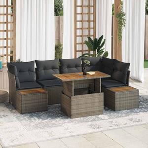 Kerti Kanapé Szett tárolóval 10 pcs Szürke Poli rattan