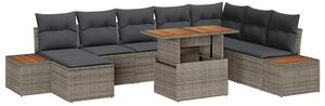 Kerti Kanapé Szett tárolóval 9 pcs Szürke Poli rattan