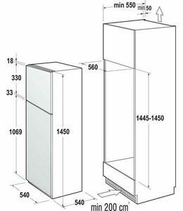 Gorenje RKI514E21 Beépíthető Alulfagyasztós hűtőszekrény, 208L, M:144, E energiaosztály