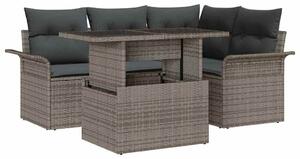 Kerti Kanapé Szett párnával tárolóval 5 pcs Szürke Poli rattan