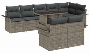 Kerti Kanapé Szett párnával tárolóval 9 pcs Szürke Poli rattan