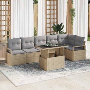 Kerti Kanapé Szett párnával 7 pcs Bézs Poli rattan
