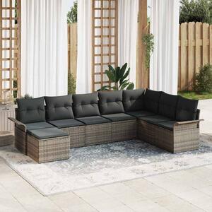 Kerti Kanapé Szett párnával tárolóval 8 pcs Szürke Poli rattan